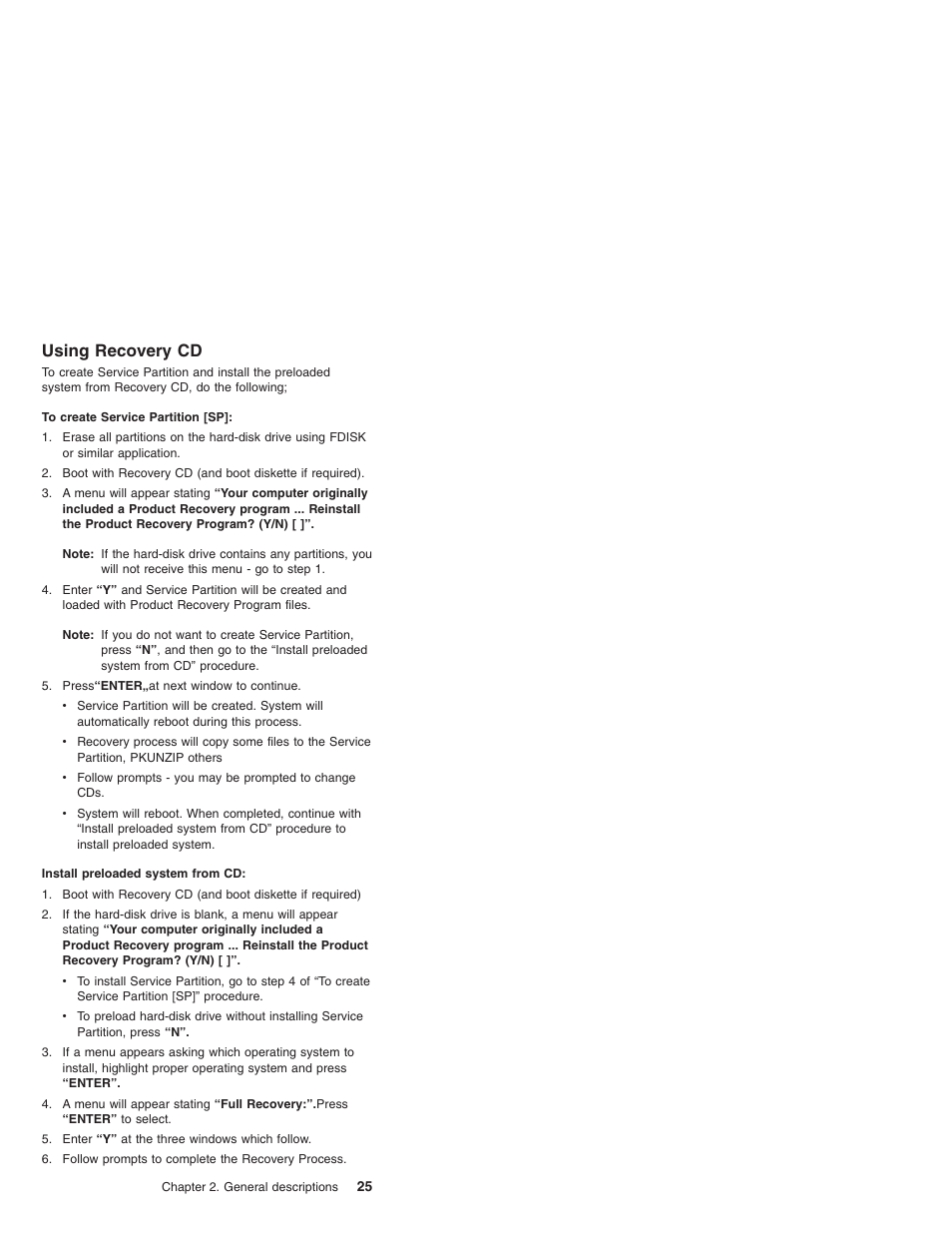 Using recovery cd | IBM X23 User Manual | Page 29 / 141