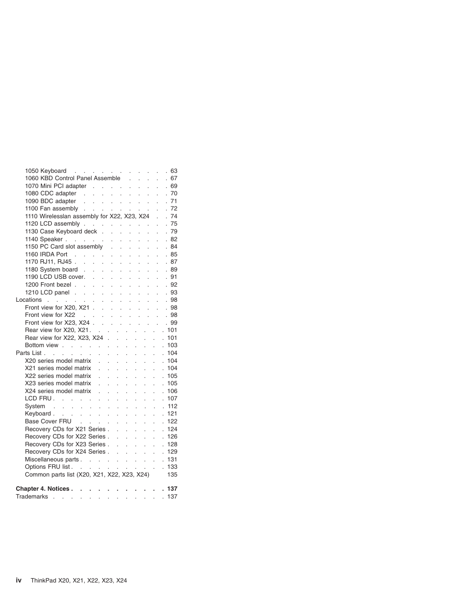 IBM X23 User Manual | Page 4 / 141