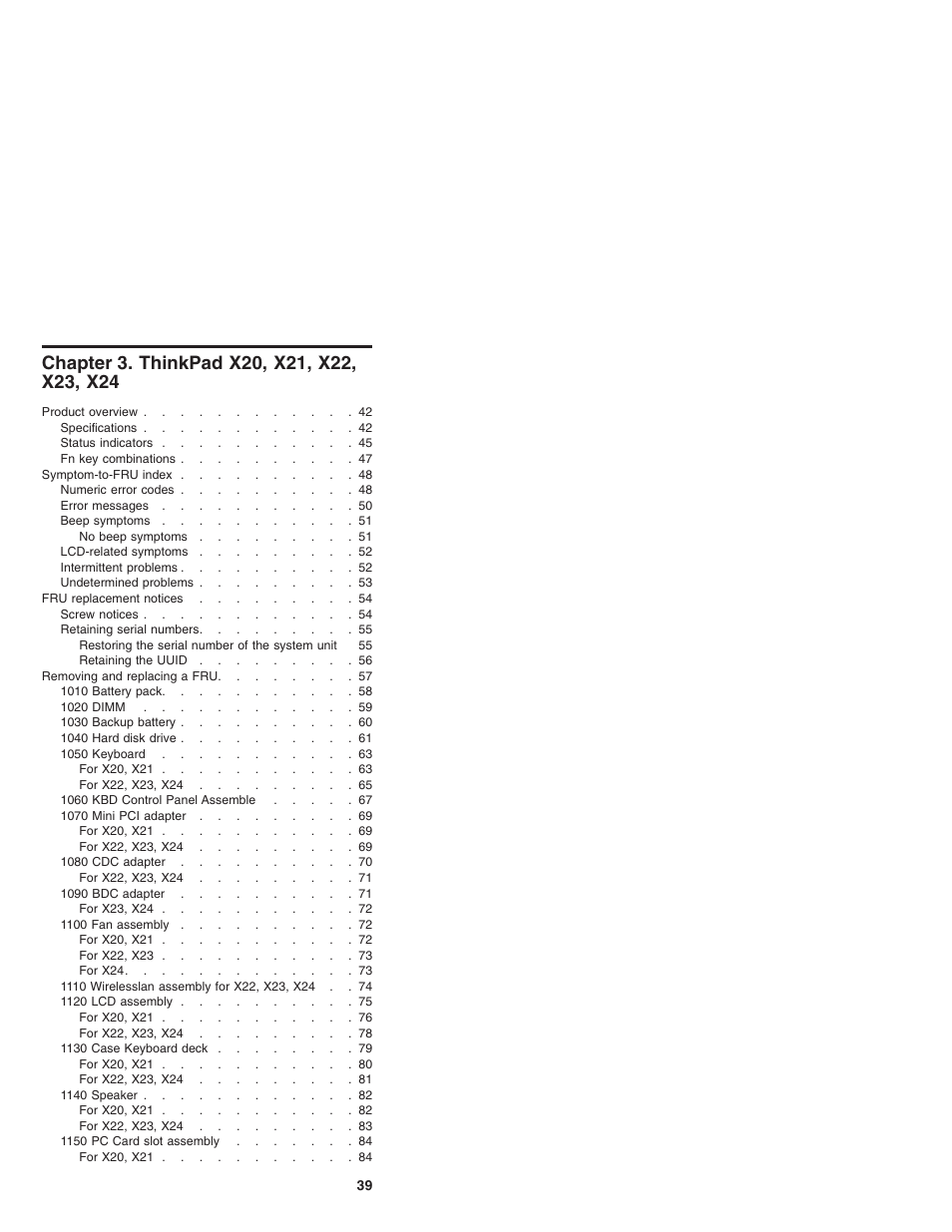 Chapter 3. thinkpad x20, x21, x22, x23, x24 | IBM X23 User Manual | Page 43 / 141