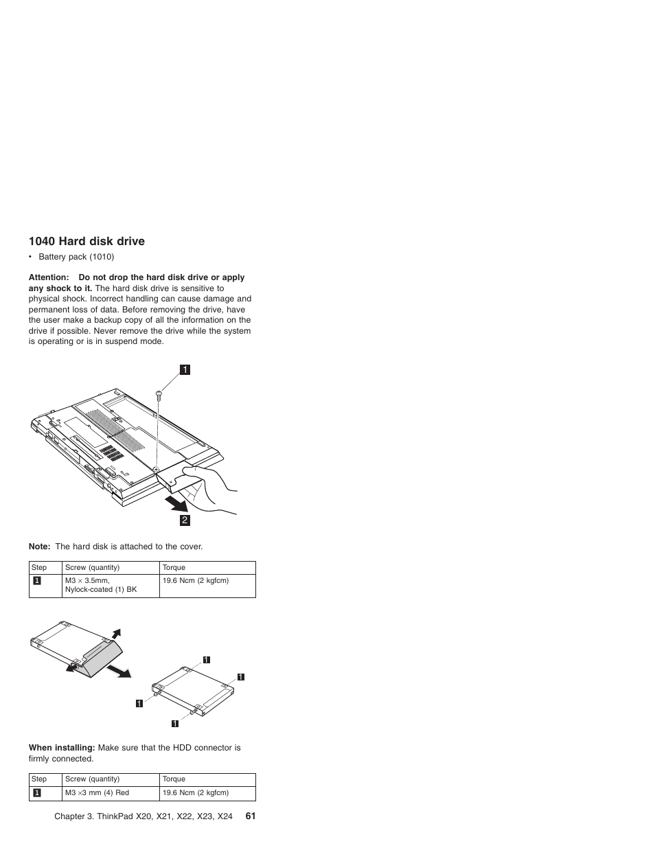 1040 hard disk drive | IBM X23 User Manual | Page 65 / 141