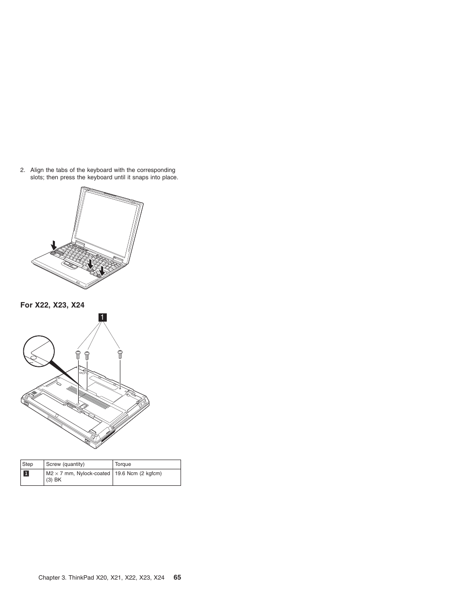 For x22, x23, x24 | IBM X23 User Manual | Page 69 / 141