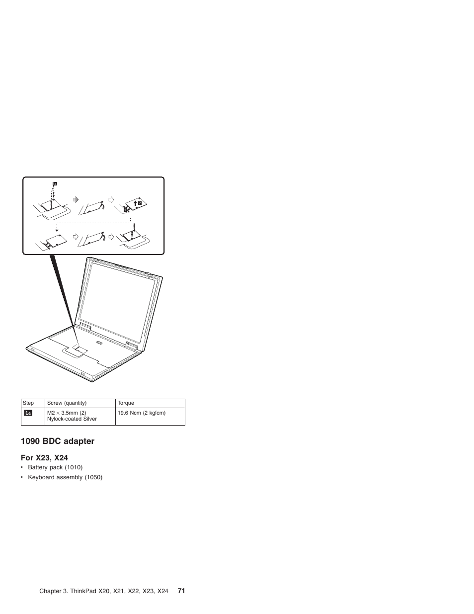 1090 bdc adapter, For x23, x24, For x22, x23, x24 | IBM X23 User Manual | Page 75 / 141