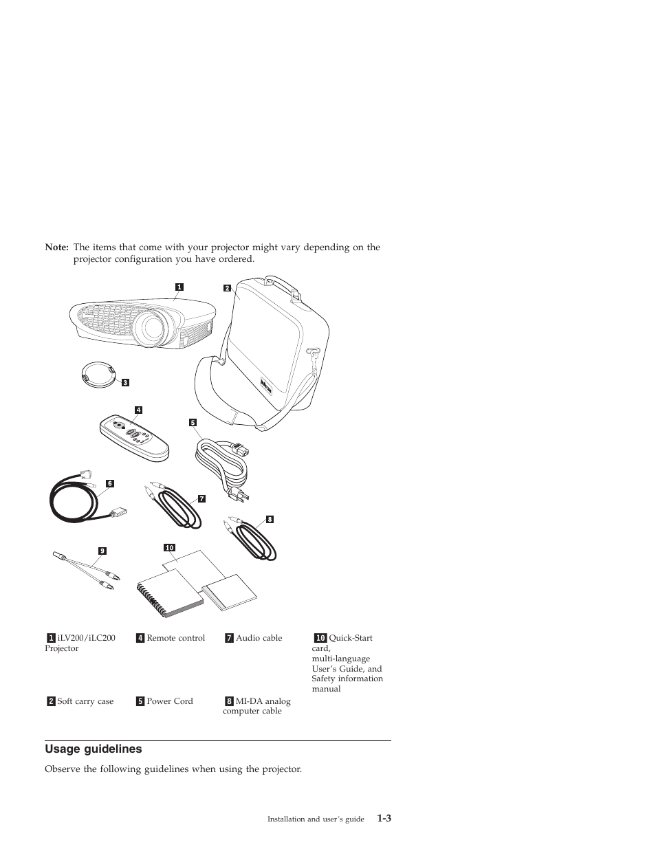 Usage guidelines | IBM ILC200 User Manual | Page 11 / 76