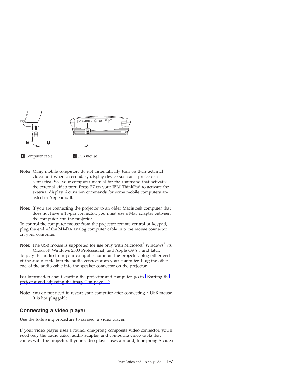 Connecting a video player | IBM ILC200 User Manual | Page 15 / 76