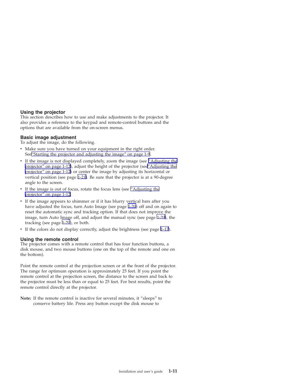 Using the projector, Basic image adjustment, Using the remote control | IBM ILC200 User Manual | Page 19 / 76