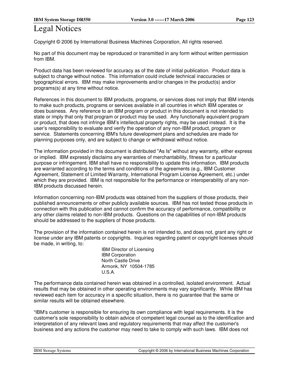 Legal notices | IBM DR550 User Manual | Page 123 / 128