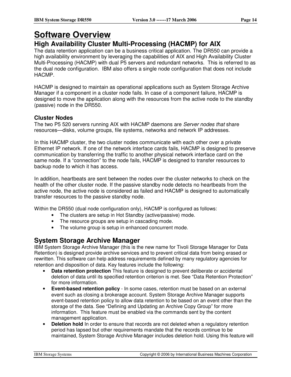 Software overview, System storage archive manager | IBM DR550 User Manual | Page 14 / 128