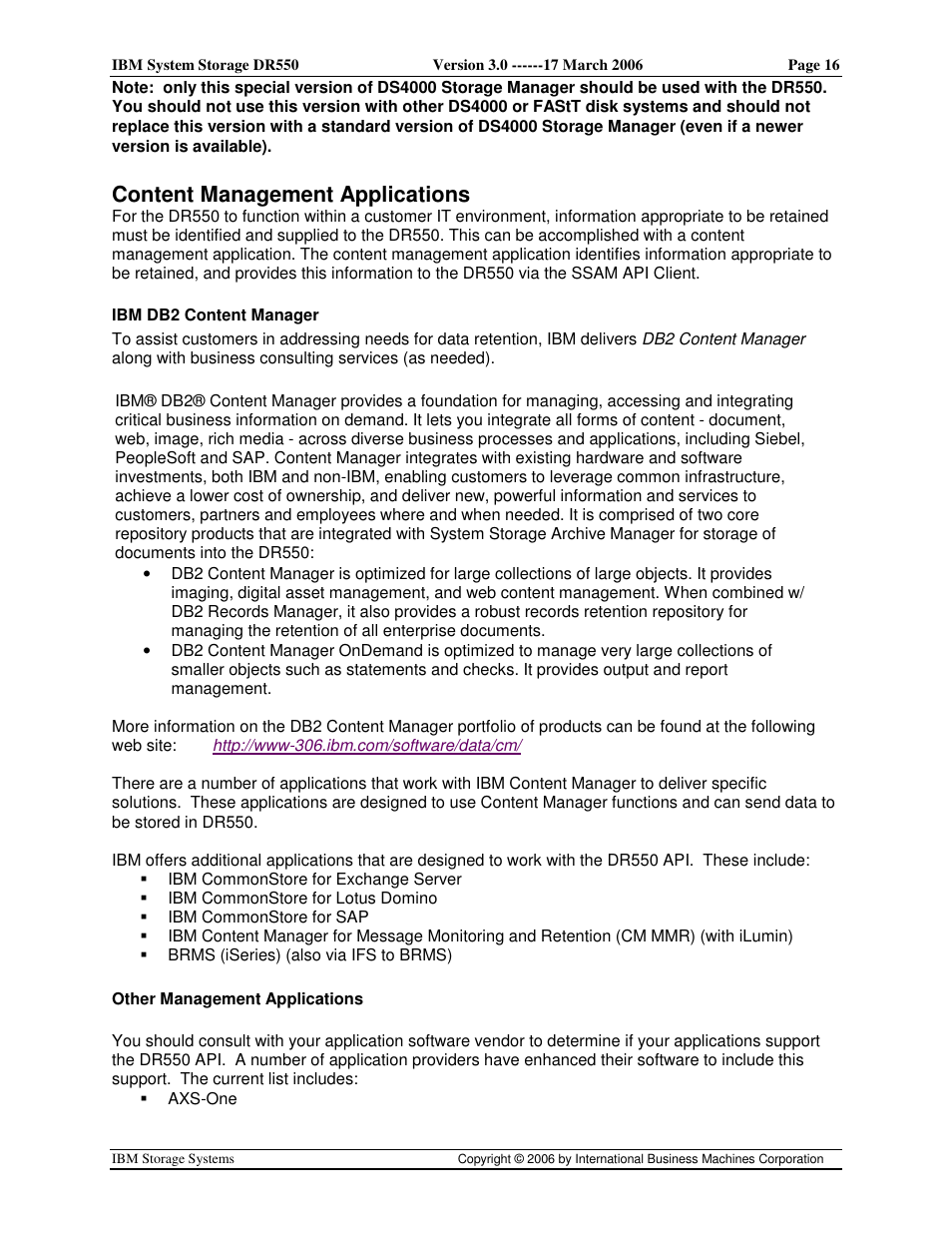 Content management applications | IBM DR550 User Manual | Page 16 / 128