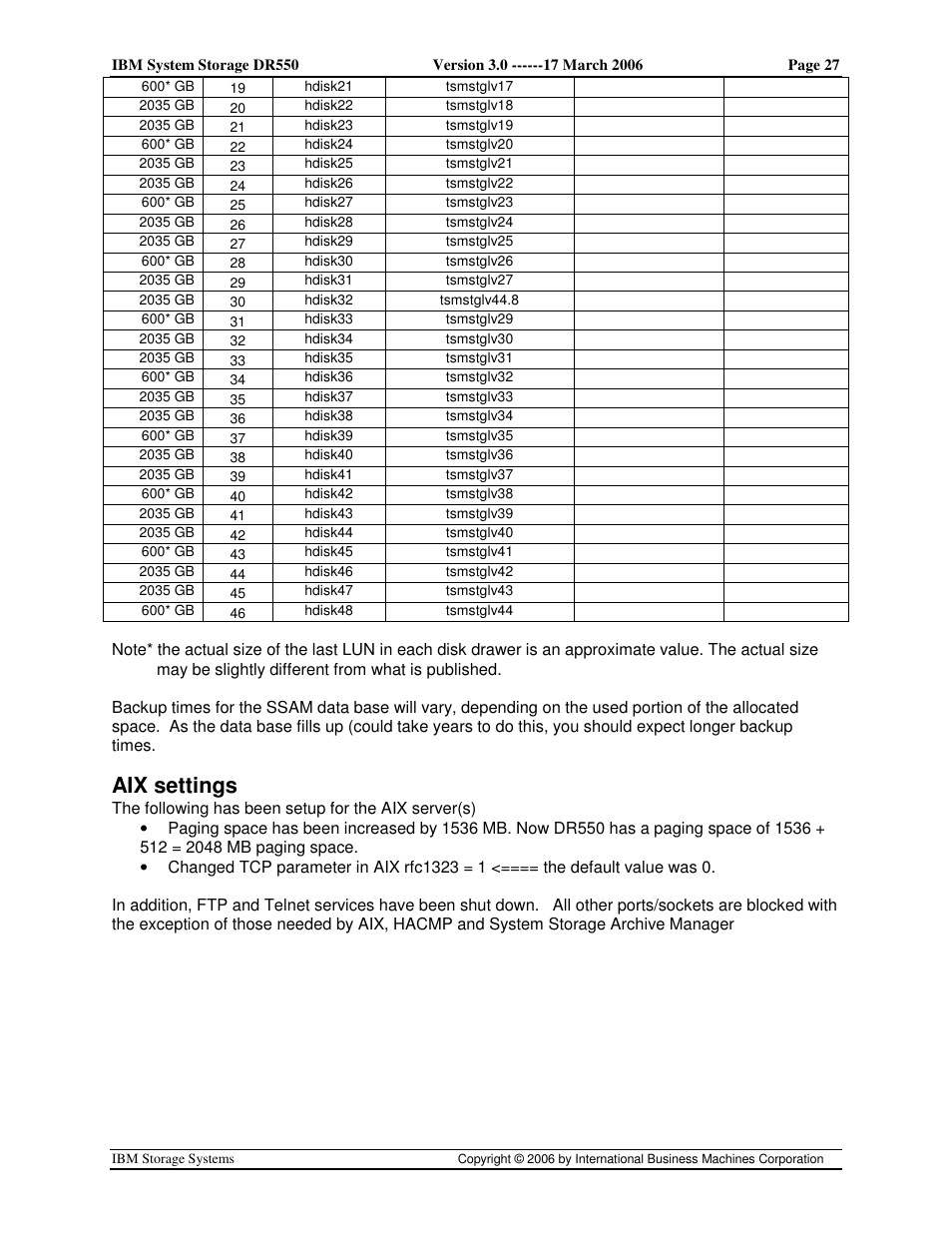 Aix settings | IBM DR550 User Manual | Page 27 / 128