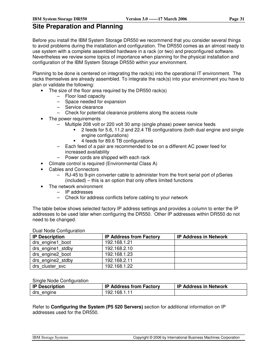 Site preparation and planning | IBM DR550 User Manual | Page 31 / 128