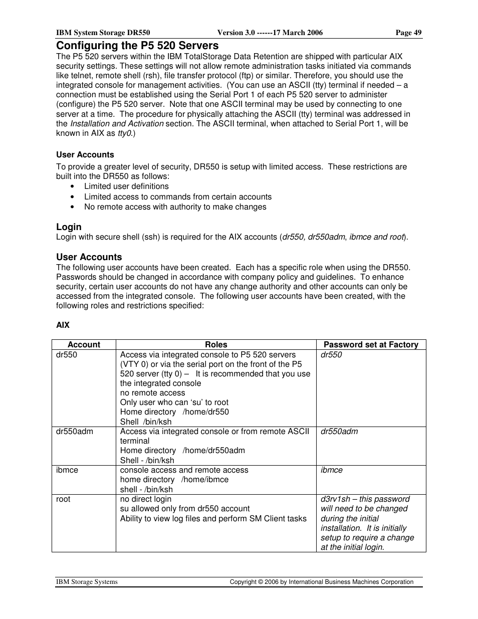 Configuring the p5 520 servers | IBM DR550 User Manual | Page 49 / 128