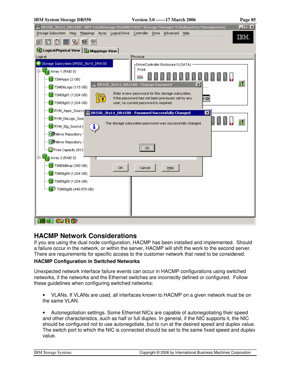 Hacmp network considerations | IBM DR550 User Manual | Page 85 / 128