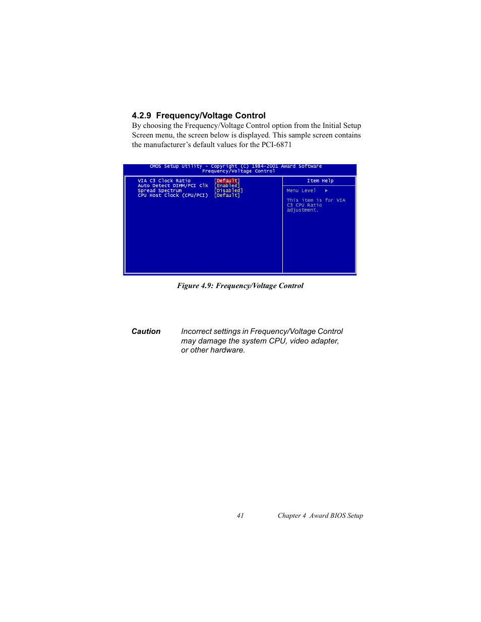 9 frequency/voltage control, Entering setup | IBM CFC2 User Manual | Page 49 / 154