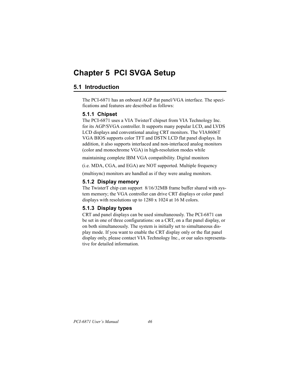 1 introduction, 1 chipset, 2 display memory | 3 display types, Pc health status, Frequency/voltage control, Load optimized defaults, Set password, Chapter 5 pci svga setup | IBM CFC2 User Manual | Page 54 / 154
