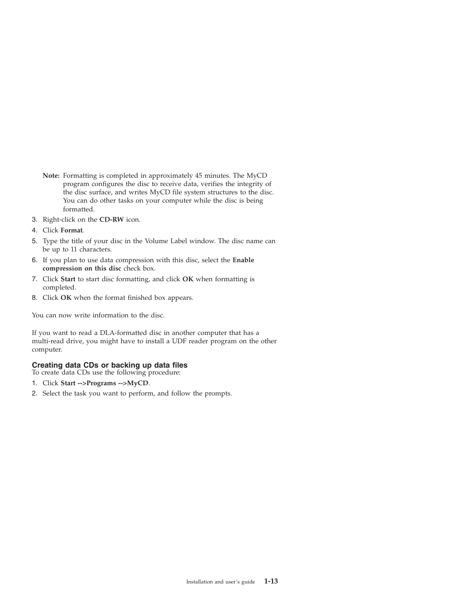 Creating data cds or backing up data files | IBM 22P6959 User Manual | Page 21 / 50