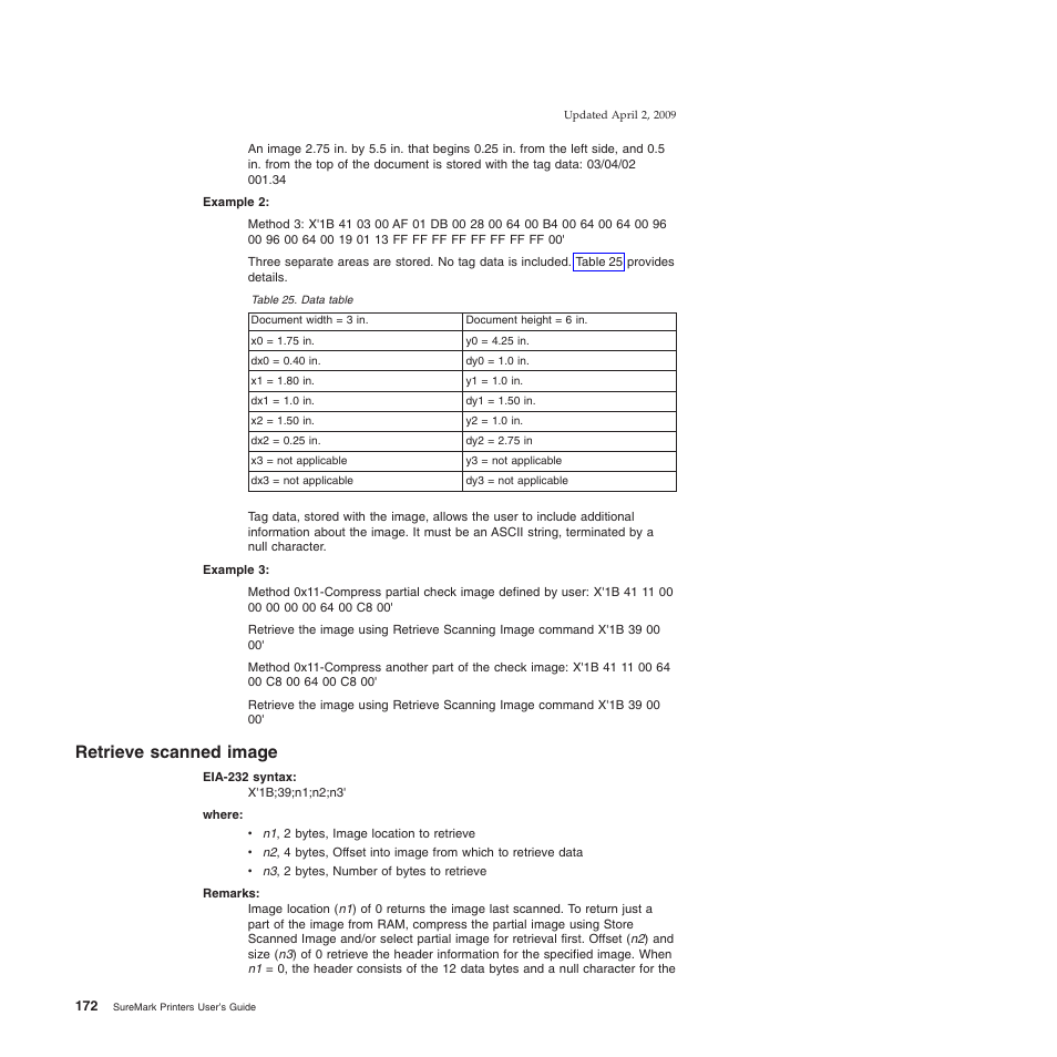 Retrieve scanned image, Data table | IBM SUREMARK TI8 User Manual | Page 194 / 244