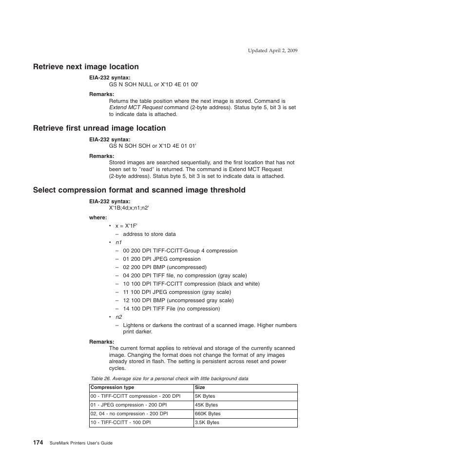 Retrieve next image location, Retrieve first unread image location | IBM SUREMARK TI8 User Manual | Page 196 / 244