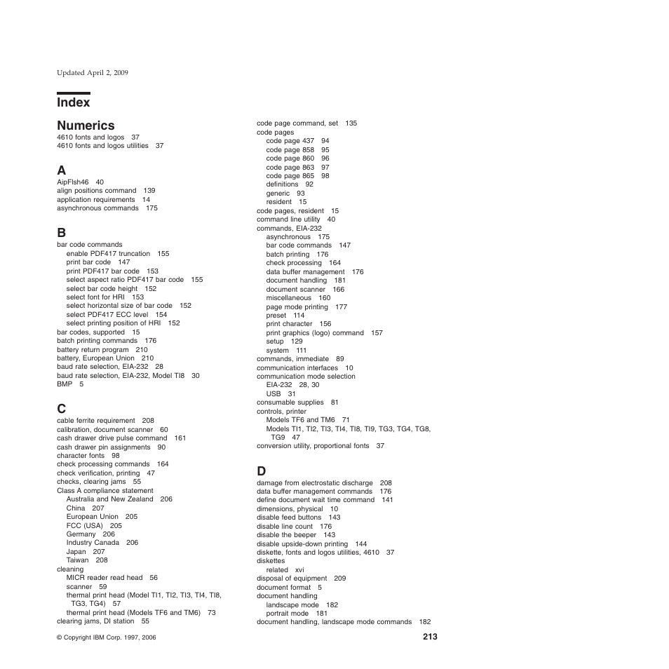 Index, Numerics, Index numerics | IBM SUREMARK TI8 User Manual | Page 235 / 244