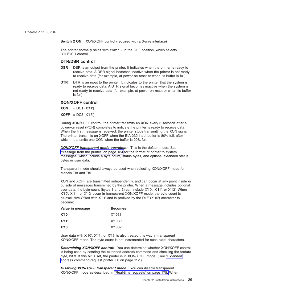 Dtr/dsr control, Xon/xoff control, Dtr/dsr control xon/xoff control | IBM SUREMARK TI8 User Manual | Page 51 / 244