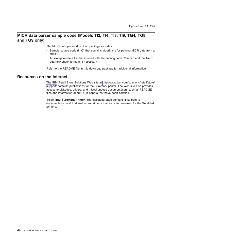 Resources on the internet, Only) | IBM SUREMARK TI8 User Manual | Page 66 / 244