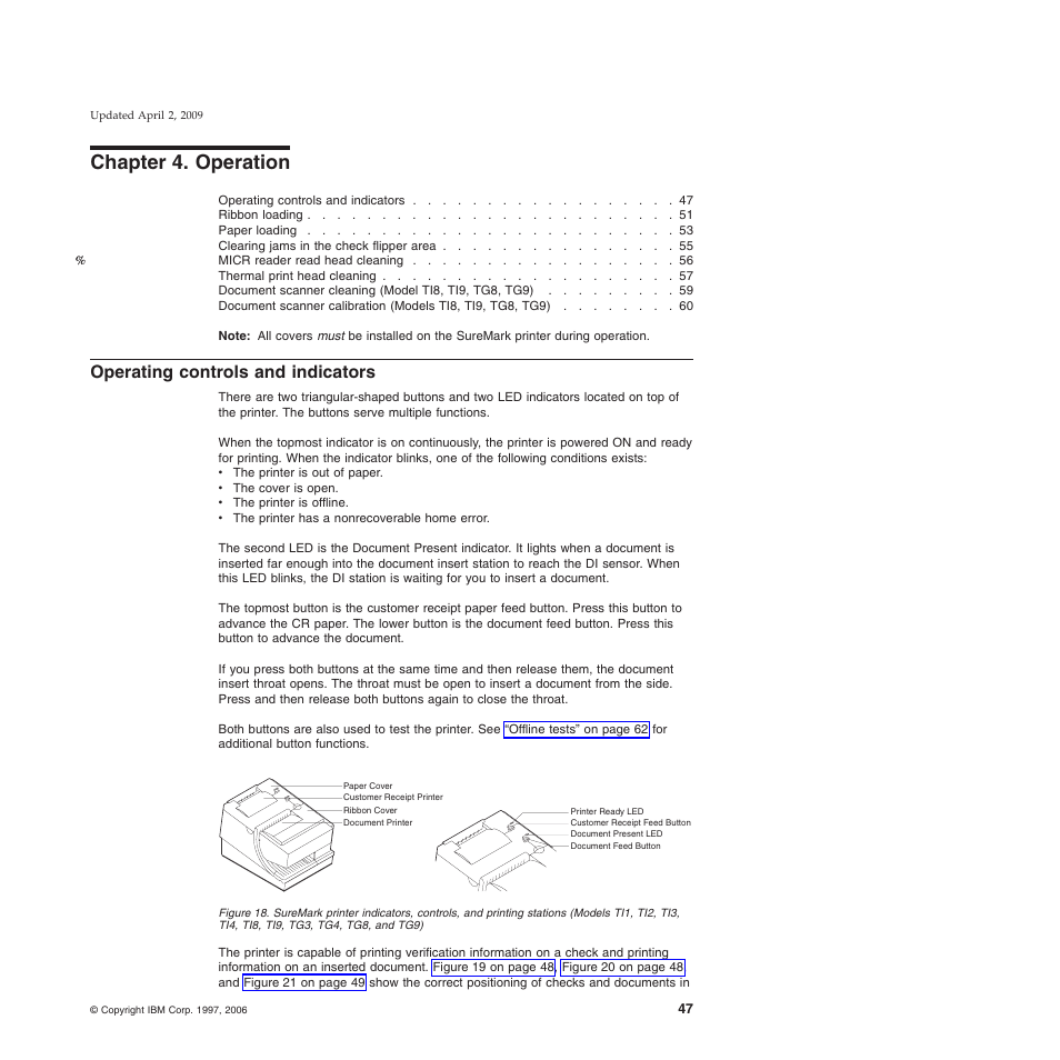 Chapter 4. operation, Operating controls and indicators, Tg3, tg4, tg8, and tg9) | Chapter 4, “operation | IBM SUREMARK TI8 User Manual | Page 69 / 244