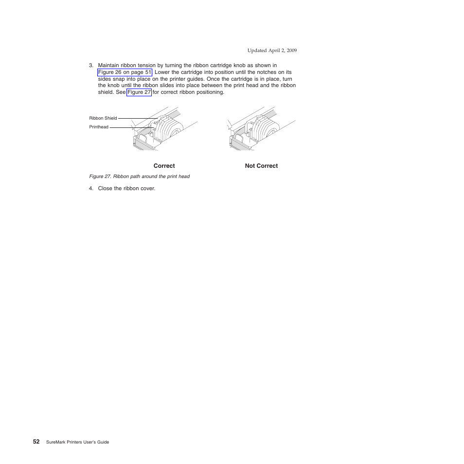 Ribbon path around the print head | IBM SUREMARK TI8 User Manual | Page 74 / 244