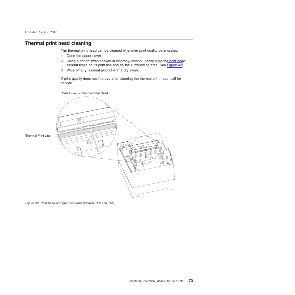 Thermal print head cleaning | IBM SUREMARK TI8 User Manual | Page 95 / 244