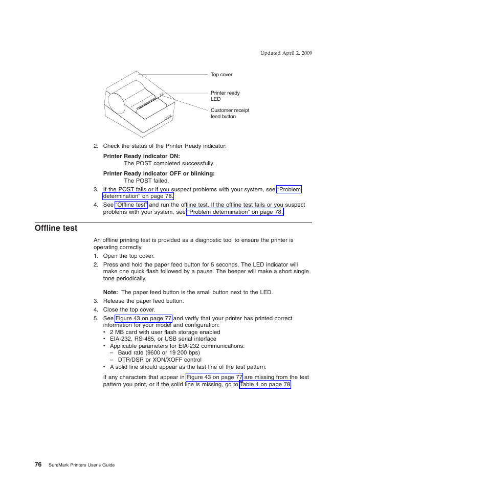 Offline test | IBM SUREMARK TI8 User Manual | Page 98 / 244