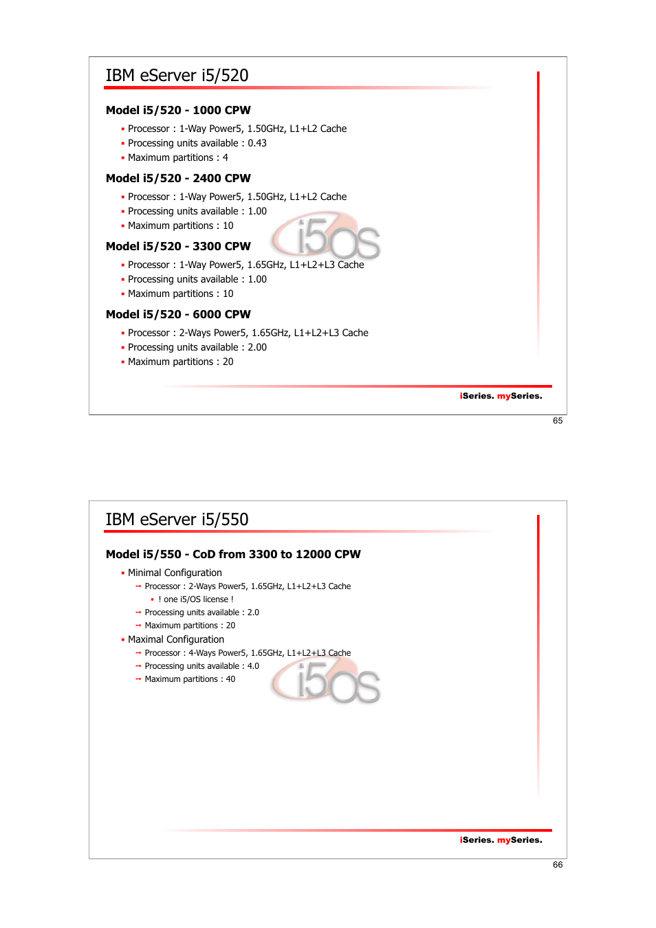 Ibm eserver i5/520, Ibm eserver i5/550 | IBM I5/OS User Manual | Page 33 / 59