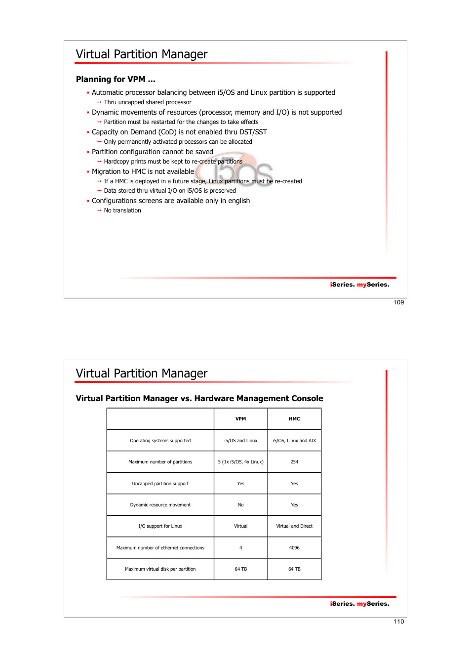 Virtual partition manager, Planning for vpm | IBM I5/OS User Manual | Page 55 / 59