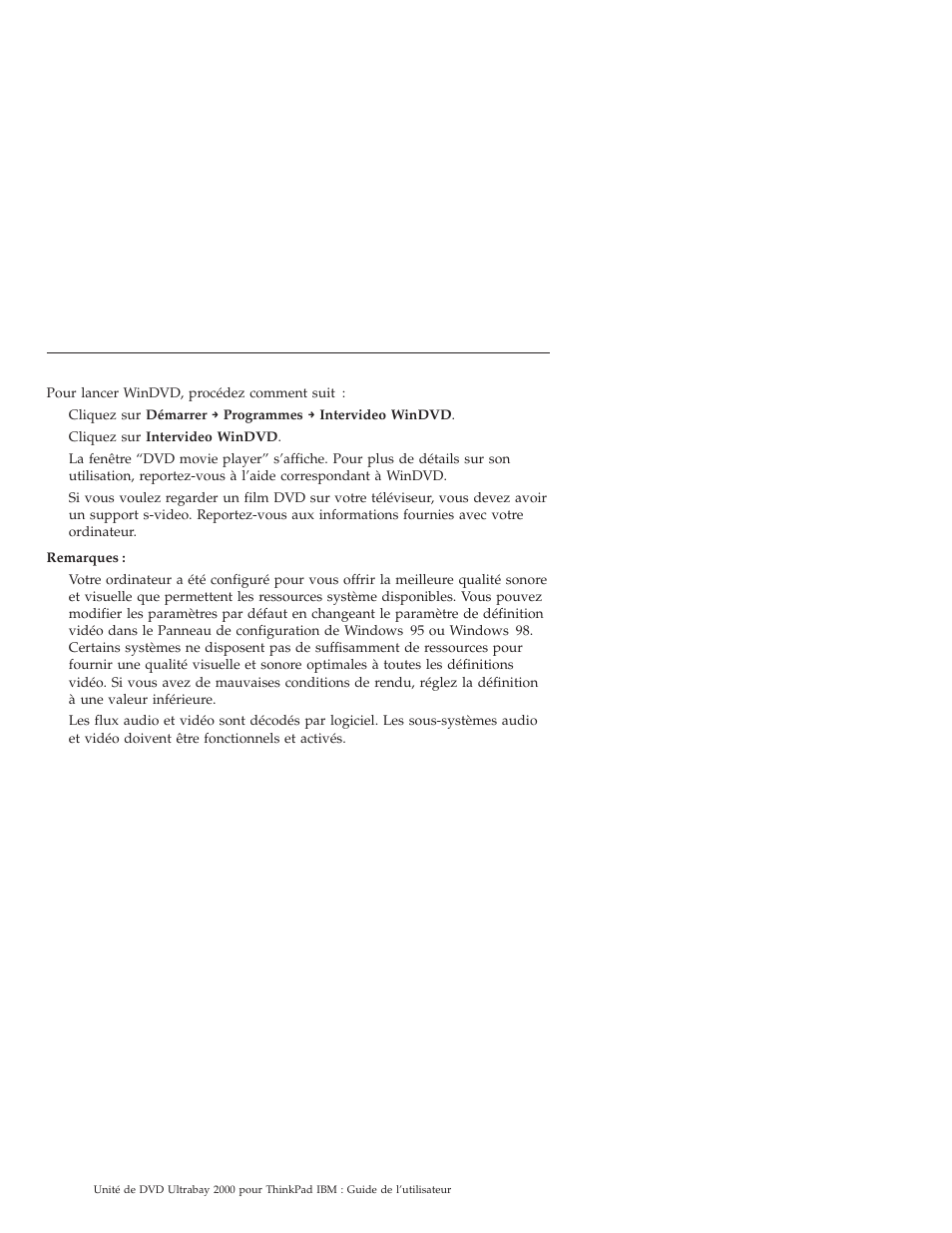 Démarrage de windvd | IBM ULTRABAY 2000 User Manual | Page 20 / 62