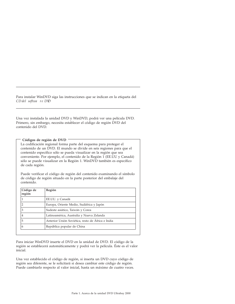 Instalación de windvd, Visualización de una película dvd | IBM ULTRABAY 2000 User Manual | Page 23 / 62