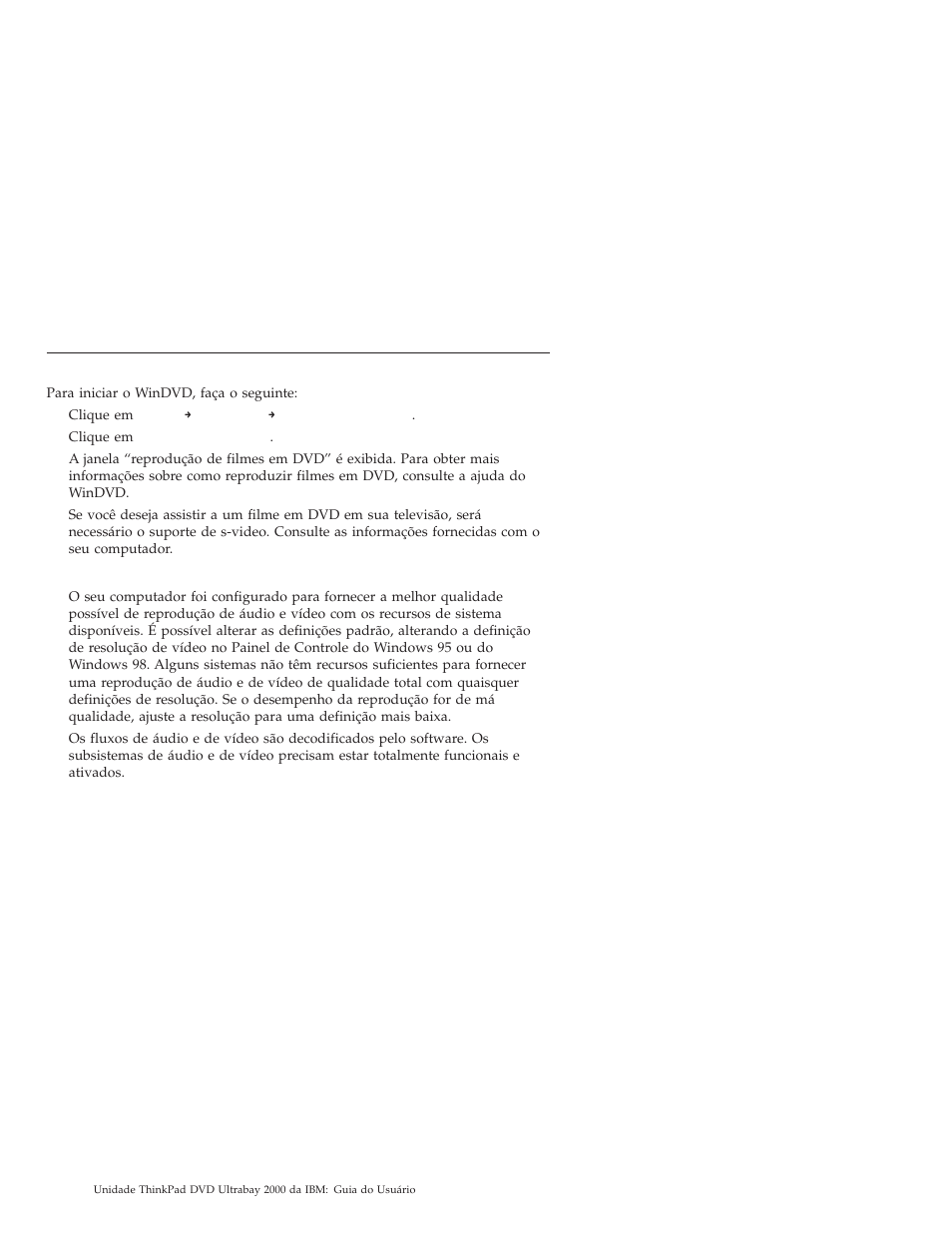 Iniciando o windvd | IBM ULTRABAY 2000 User Manual | Page 32 / 62