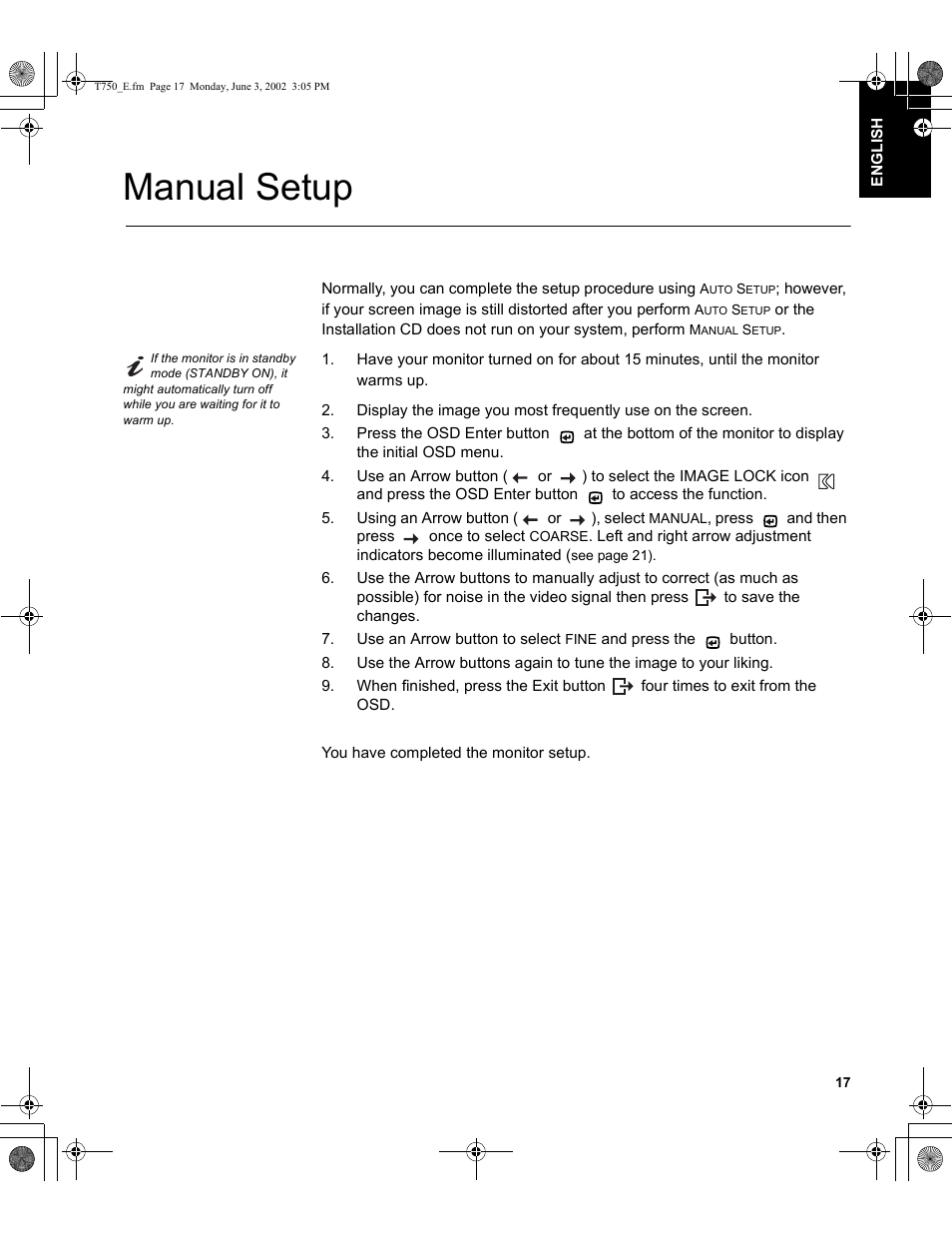 Manual setup | IBM T750 User Manual | Page 19 / 35