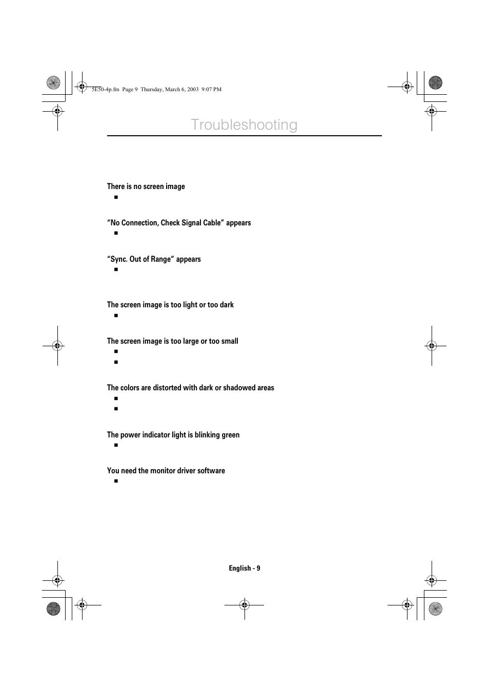 Troubleshooting | IBM E50 User Manual | Page 12 / 15
