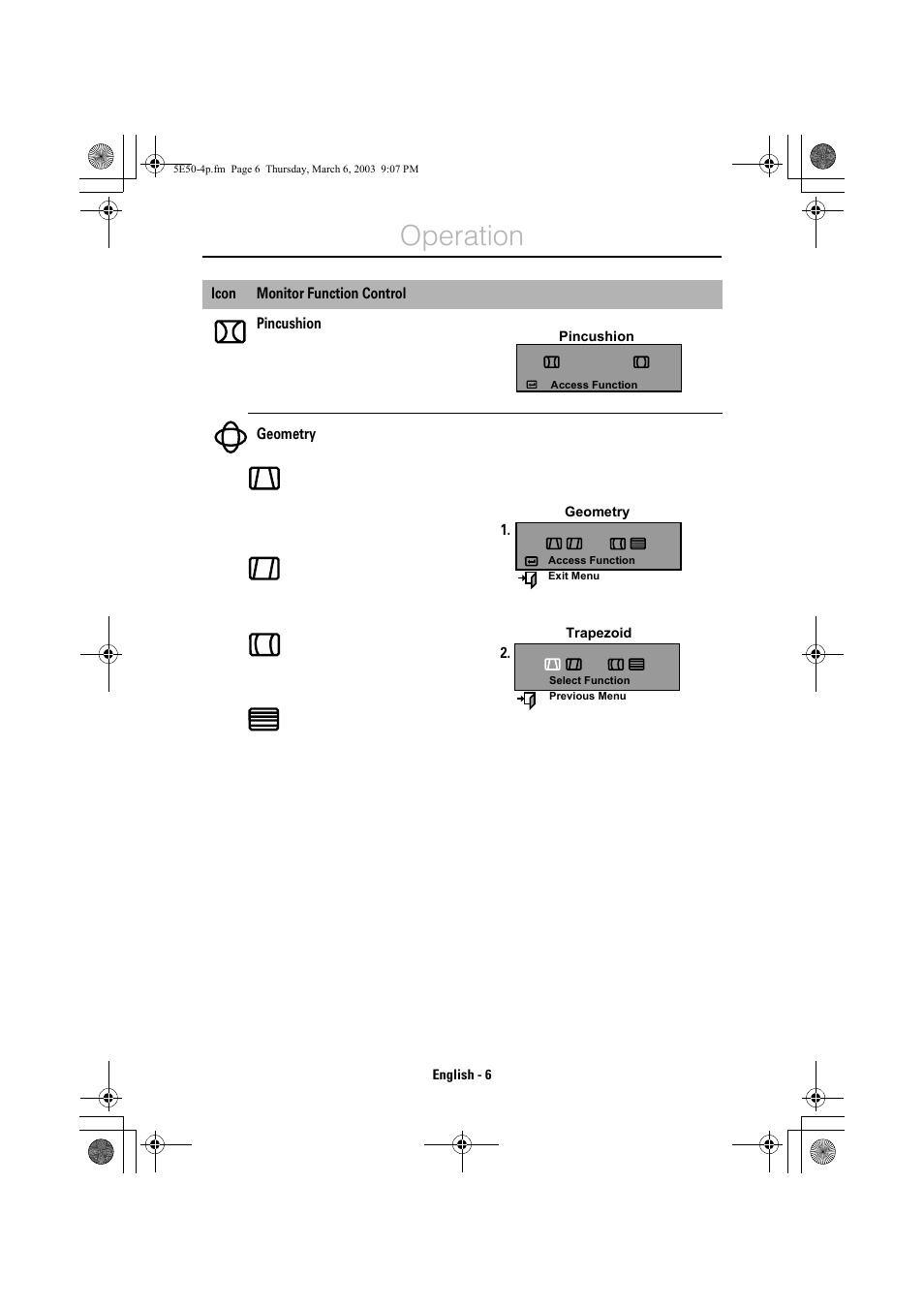 Geometry, Trapezoid, Parallelogram | Rotation, Pinbalance, V-linearity, Language, Operation | IBM E50 User Manual | Page 9 / 15