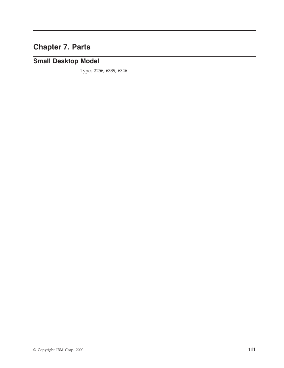 Chapter 7. parts, Small desktop model | IBM 6341 User Manual | Page 119 / 252