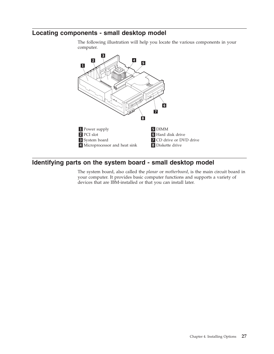 Locating components - small desktop model | IBM 6341 User Manual | Page 35 / 252