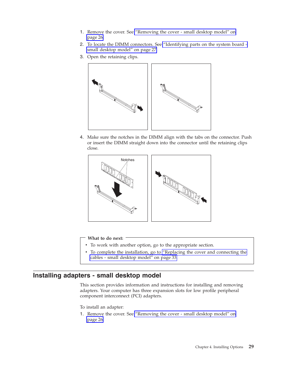 Installing adapters - small desktop model | IBM 6341 User Manual | Page 37 / 252