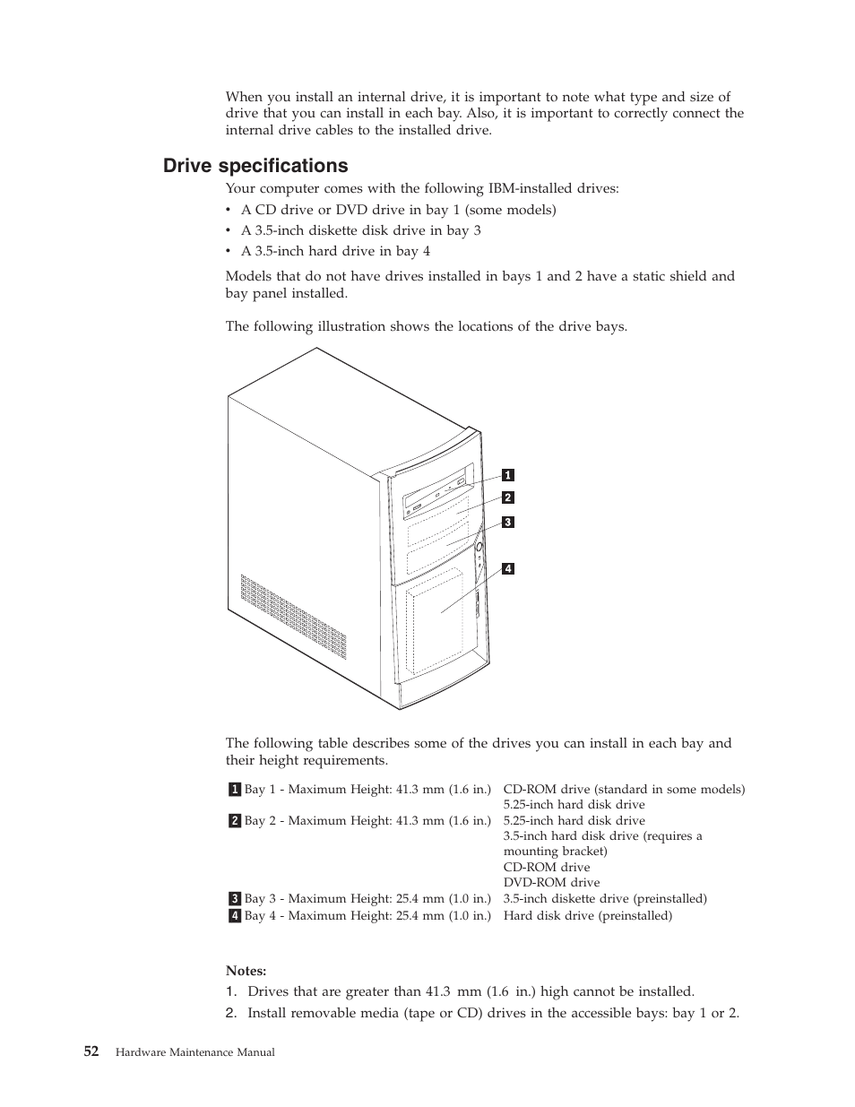 Drive specifications | IBM 6341 User Manual | Page 60 / 252