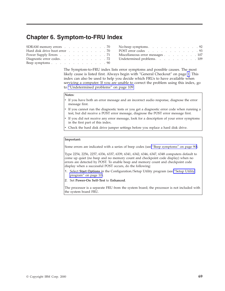 Chapter 6. symptom-to-fru index | IBM 6341 User Manual | Page 77 / 252