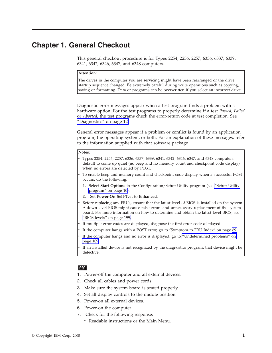 Chapter 1. general checkout | IBM 6341 User Manual | Page 9 / 252