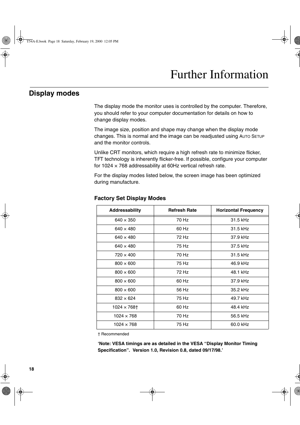 Further information, Display modes | IBM 9511-A User Manual | Page 20 / 28