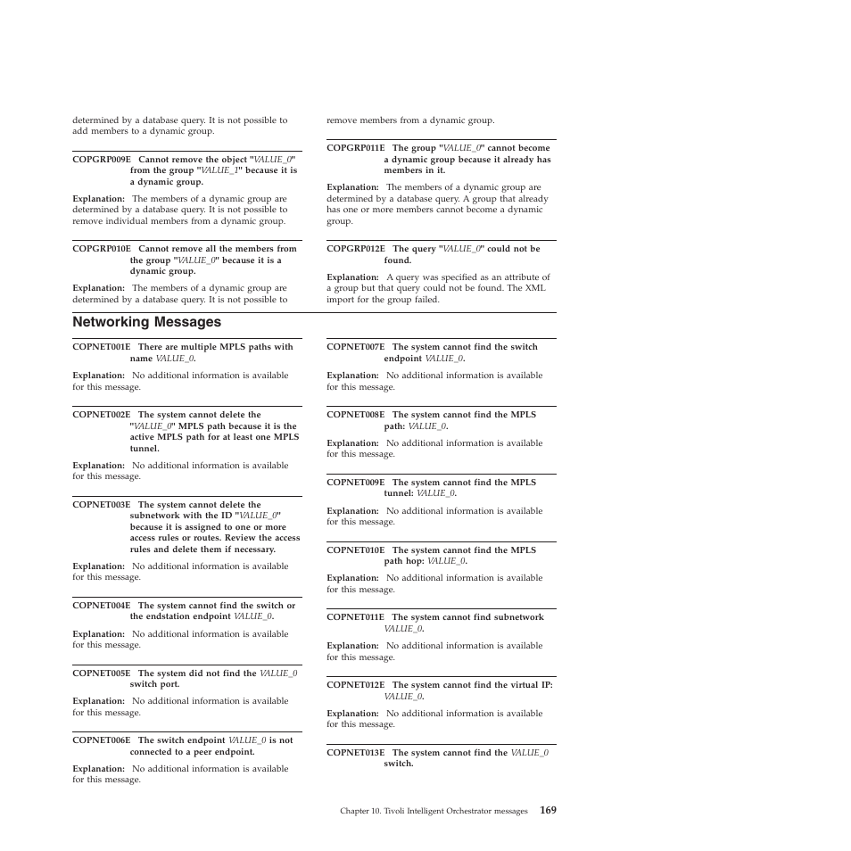 Networking messages, Networking, Messages | IBM 51 User Manual | Page 181 / 248