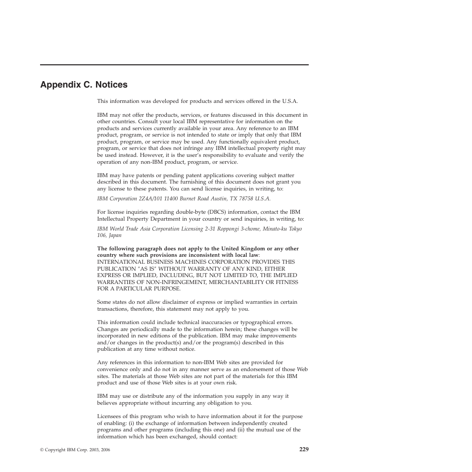 Appendix c. notices, Appendix, Notices | IBM 51 User Manual | Page 241 / 248