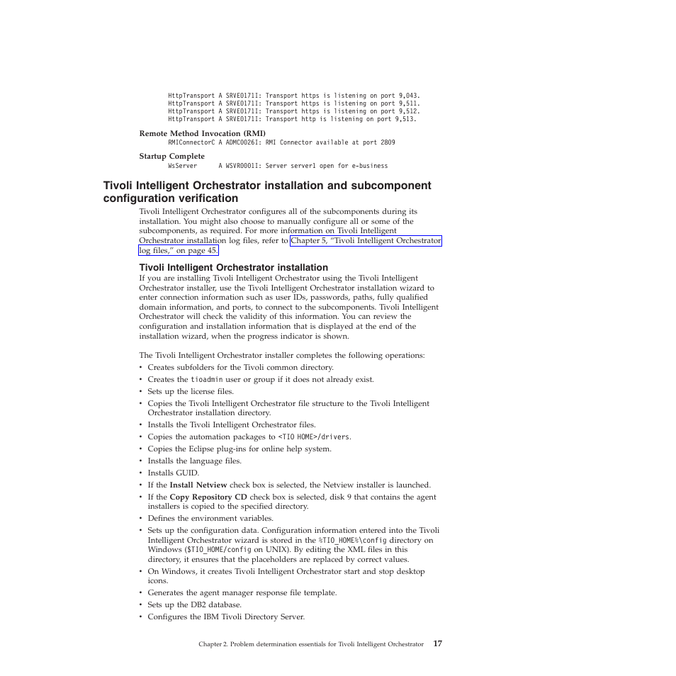 Tivoli intelligent orchestrator installation, Tivoli, Intelligent | Orchestrator, Installation, Subcomponent, Configuration, Verification | IBM 51 User Manual | Page 29 / 248
