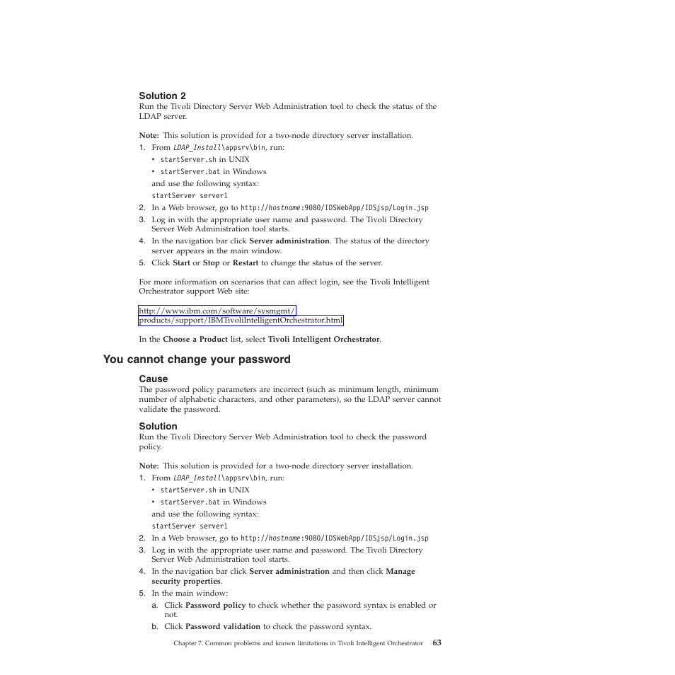 Solution 2, You cannot change your password, Cause | Solution, Cannot, Change, Your, Password | IBM 51 User Manual | Page 75 / 248