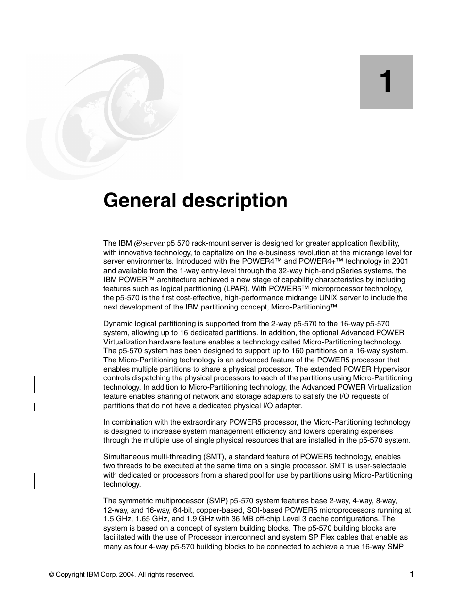 Chapter 1. general description, General description | IBM P5 570 User Manual | Page 13 / 82