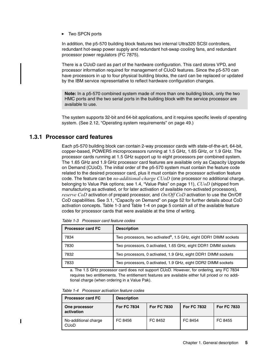 1 processor card features | IBM P5 570 User Manual | Page 17 / 82