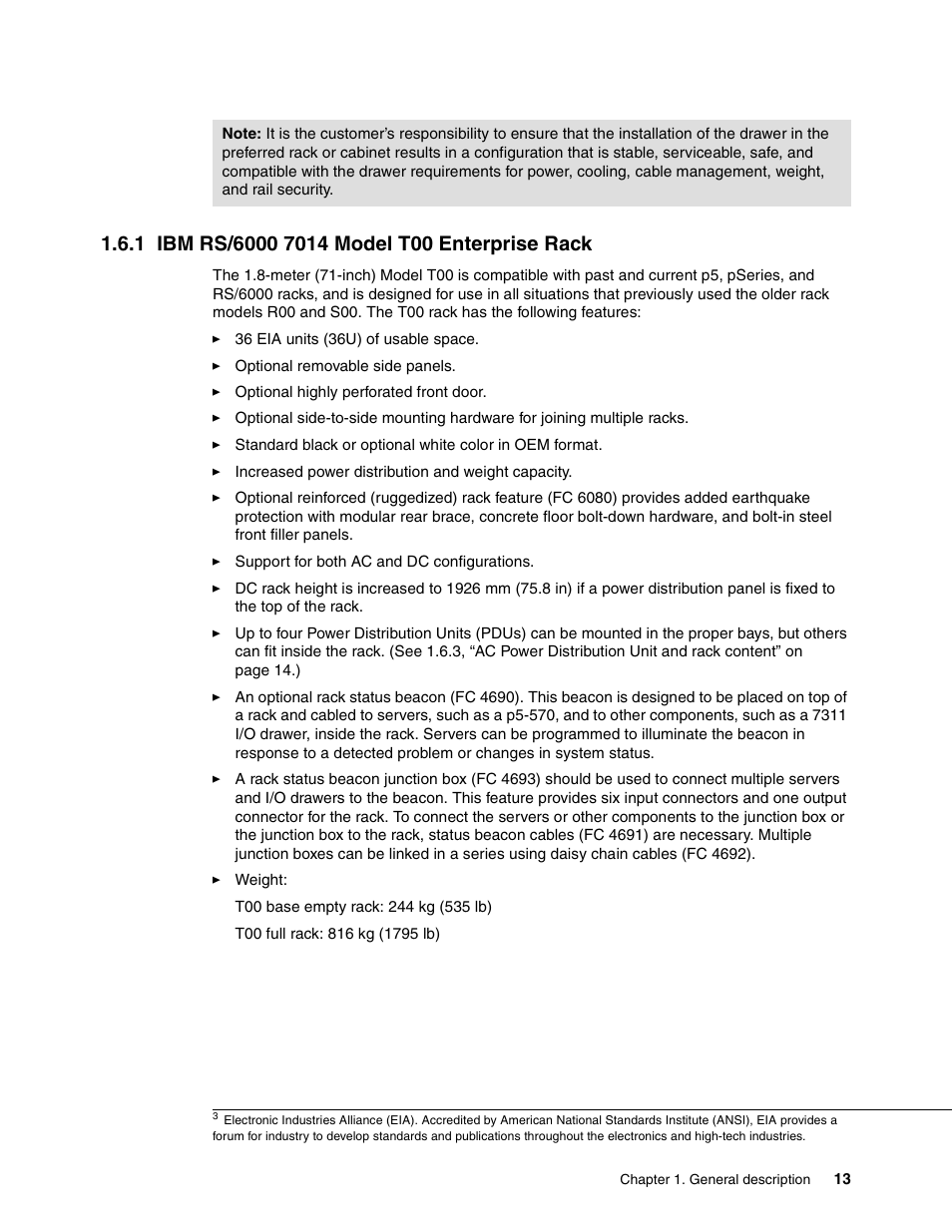 1 ibm rs/6000 7014 model t00 enterprise rack | IBM P5 570 User Manual | Page 25 / 82